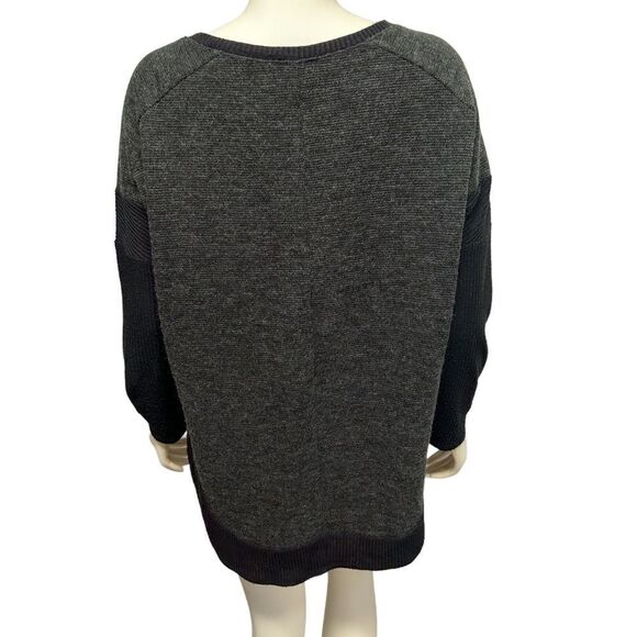 Loft Lounge High Low Comfy Oversized Long Sweater Black and Gray with Leggings - Picture 4 of 7